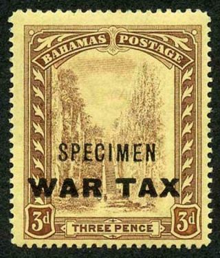 Bahamas Sg98s 1918 3d Purple/yellow War Tax Opt Specimen Fine Fresh M/mint