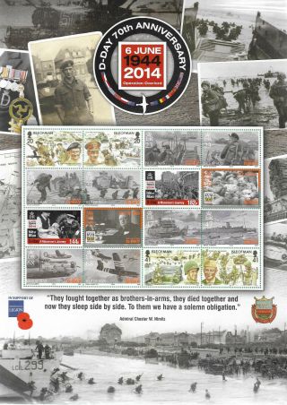 2014 Isle Of Man - D - Day Anniversary Sheet Unmounted