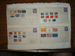 4 Wwii 3 - Cent " Win The War " Fdcs.  Old Flag Series,  Flags Of The Old Us Navy
