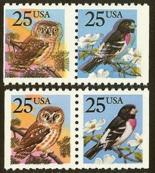 2285d - Huge Multiple Color Shift Error / Efo Pair " Owls & Birds " Nh