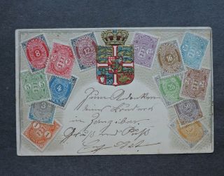 1906 Denmark Zieher Embossed Stamps Postcard,  Zanzibar 1a To Germany See Back