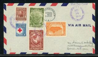 Honduras Postal History: Lot 121 1943 Reg Censor Fdc Scott C140 - C142 $$$