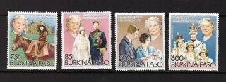 Burkina Faso Mnh 1985 Queen Elizabeth The Queen Mother Set Stamps