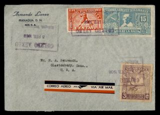 Dr Who 1938 Nicaragua To Usa Multi Franked Air Mail C125939