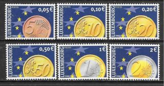Luxembourg - 2001.  Euro Currency - Set Of 6,  Mnh.  Cat £16