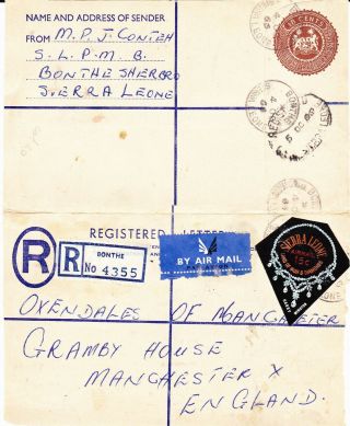 Sierra Leone 1965 Registered Envelope From Bonthe To The Uk