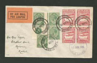 Attractive Franking On 1925 South Africa Airmail Cover To Natal