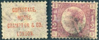 Pp27 1870 ½d Rose Plate 3 Copestake Moore Protective Underprint