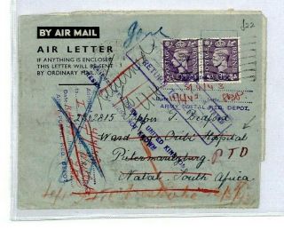 Gb Airmail Return To Sender Army Post 1943 South Africa Cover {samwells}ct203