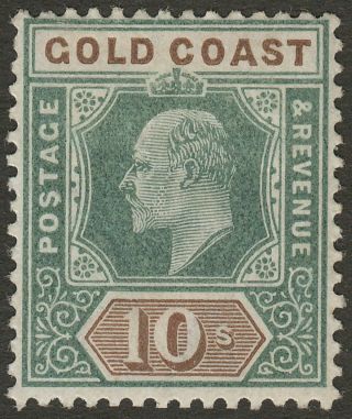 Gold Coast 1902 Kevii 10sh Green And Brown Sg47 Cat £85