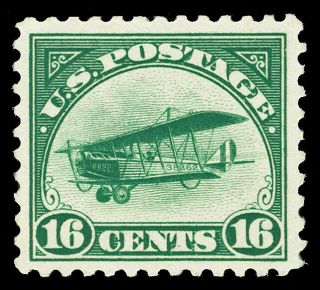 Scott C2 1918 16c Jenny Airmail Issue F - Vf Og Nh Short Gum Crease Cat $120