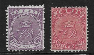 Fiji Sg 58/9 1896 Perf 11 X 11 3/4 6d Deep Purple & 6d Rose Fine