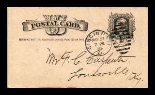 Dr Jim Stamps Us Cincinnati Ohio Postal Card 1883 Fancy Numeric Cancel