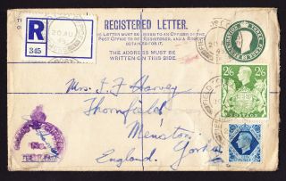 1943 Great Britain Kgvi Kg6 2/6 10d Stamp On Fpo 655 Registered Cover To England