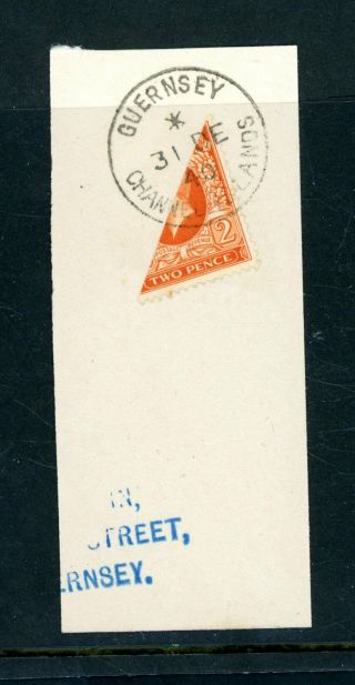 Guernsey 2d (1934 Issue) Bisect During Occupation On Piece (bo286)