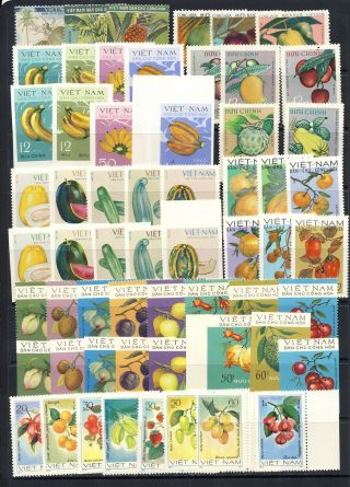 Vietnam Mnh Vf Topical Fruit On Stamps Complete Sets Perf,  Imperf 1 Page 79.  25