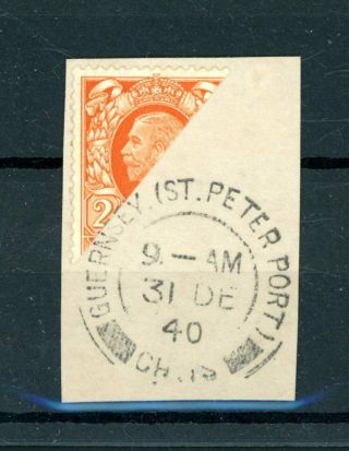 Guernsey 1940 Occupation 2d Bisect (1934 Issue) On Piece St Peter Port (bo287)