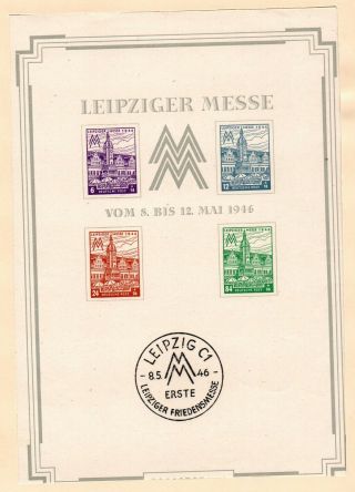 $germany Leipzig Mini Sheet S/s 1946 Folder Scarce Mnh