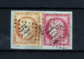 China French Post Around 1872 Shanghai Cancel " 5104 " Two Stamps On Piece