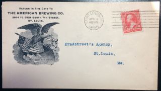 1895 St.  Louis American Brewing Co.  Illustrated Mail; Eagle,  Flag Shield