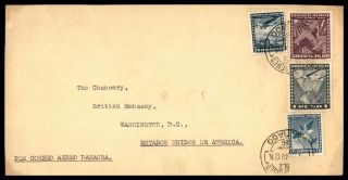 Chile Santiago 1940 Air Mail Via Panagra Card To Washington Dc Usa
