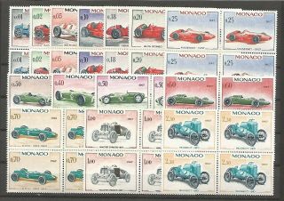 Monaco Yv708/21 Vf Mnh 1967 Long Automobile Vintage Car Set Blocks - 4 Cat $108
