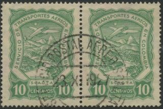 Colombia Scadta 1923 Airmail Stamp Pair | Scott C39 | 10c.