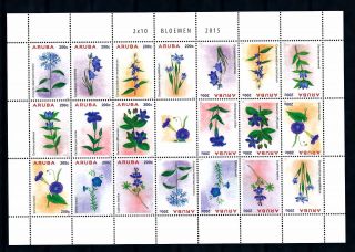 [arv793] Aruba 2015 Flowers Blumen Fleurs Miniature Sheet With Labels Mnh