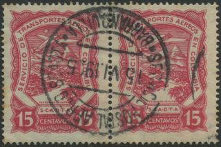 Colombia Scadta 1923 Airmail Stamp Pair | Scott C40 | 15c.