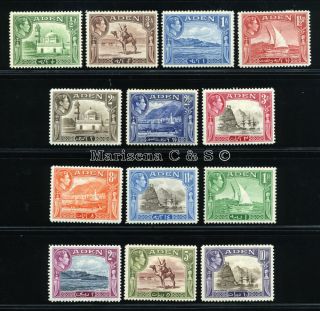 Aden 1939 - 48 Sg 16 - 27 Sc 16 - 27a Og Vf Mlh Scarce Complete Set 13 Stamp