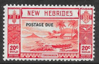 Hebrides 1938 20c Scarlet Postage Due Sg D8 (mnh)