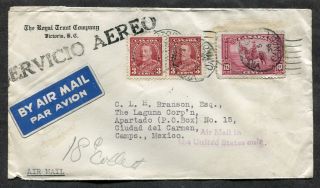 P639 - Victoria Bc 1936 Airmail Cover To Mexico