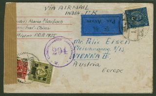1946 Dr.  Sys Stamp Cover China Shanghai - Austria Censor Airmail
