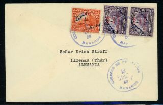 Nicaragua Postal History: Lot 274 1936 4½c Franking Managua - Ilmenau Germany $