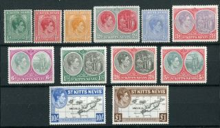 St Kitts & Nevis Kgvi 1938 - 50 Set Of 12 Sg68a/77f Mh