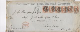 Huge Scarce J.  S.  Morgan Esq Cover To London Baltimore Ohio Railroad Company 186