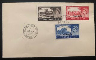 1955 Tanger Morocco British Agencies Cover Queen Elizabeth Pictorial Stamps