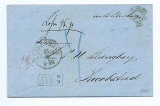 Denmark: Cover Copenhagen To Finland 1867,  Postage Due Notations Arr.  Canc.