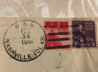1946 COVER FROM USA USS NASHVILLE TO SHANGHAI CHINA,  2 CANCELLED STAMPS 2