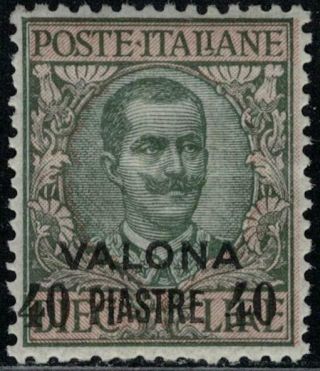 Italian Levant Valona 1909 - 11 40pi On L.  10 Well Centered Mnh T21945