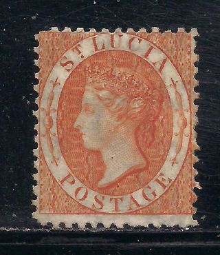 St Lucia 1864 - 76 (1s) Orange Wmk Ccc P121/2 Sg14a Mm Cv £250