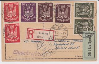 Germany Stamps 1923 Inflation Period Postcard Registered Berlin Postal History