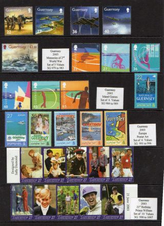 Guernsey 2003 Selection Of 6 Commemorative Sets And Mini Sheets Um