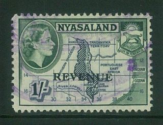 Nyasaland - 1953 Qeii 1/ - " Revenue " O/p.  Scarce (es496)