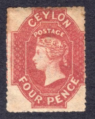 Ceylon 1861 - 64 Qv 4d Deep Rose - Red Wmk Star P14 - 15½ Un. ,  Sg 30a Cat £700
