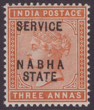 India Conv Nabha Off Qv 1885 - 97 Sgo12 3a Brown - Orange Lmm Cv£45,
