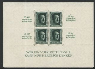 Germany Third Reich 1937 Sc B106 Mnh Vg/f - Scarce Hitler Souvenir Sheet
