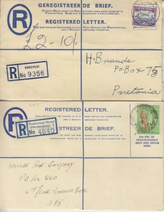 13 South Africa Registered Letters With Labels - 1950 