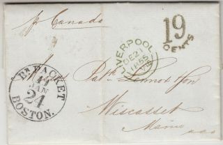 Britain Stampless Cover To Us - Per Ship Canada 1855