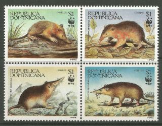 Stamps - Dominican Republic.  1994.  Wwf Haitian Selonodon Set.  Sg: 1853a.  Mnh.